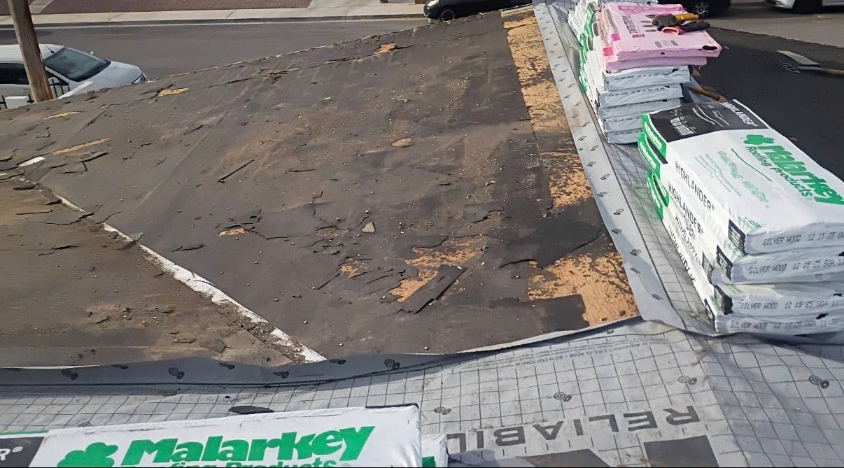 Gallery photos for Full Shingle Reroof and Flat Roof Seal Coat Done Right: Image #1