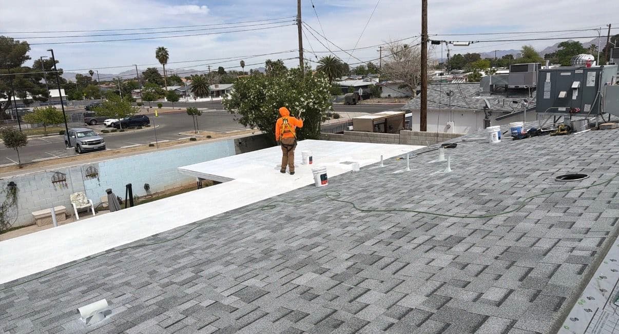 Gallery photos for Full Shingle Reroof and Flat Roof Seal Coat Done Right: Image #5
